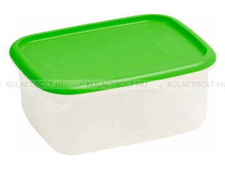CURVER LUX ételtároló doboz, 17,6 x 17,6 cm, 3,2L, műanyag, áttetsző, hermetikusan záródó zöld tetővel